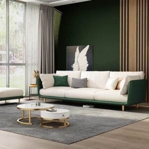 Modern living room with stylish Hard & Fluffy furniture set