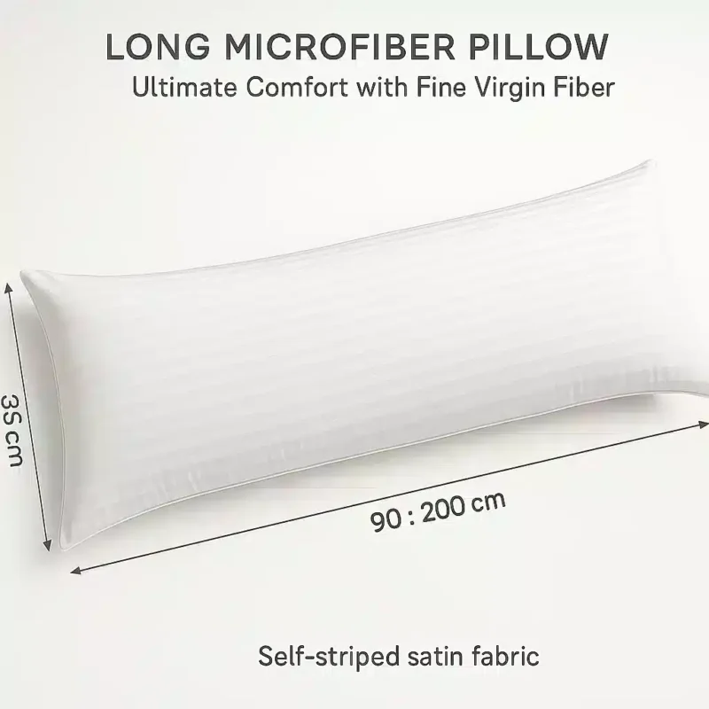 Long Microfiber Pillow filled with fine virgin fiber – Hard and Fluffy